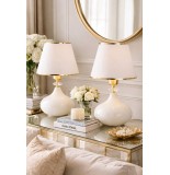 2'li Masa Abajuru Metal Ayak Kumaş Başlık Aydınlatma Lambası