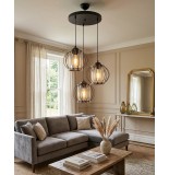 Kumru 3'lü Avize Siyah