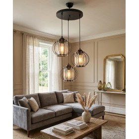 Kumru 3'lü Avize Siyah