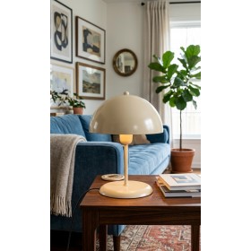 Solo Mantar Tasarım Krem Abajur 25 cm