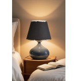 ANTRASİT AYAKLI ELİPS MASA ABAJURU KUMAŞ BAŞLIK MASA YATAK BAŞI AYDINLATMA